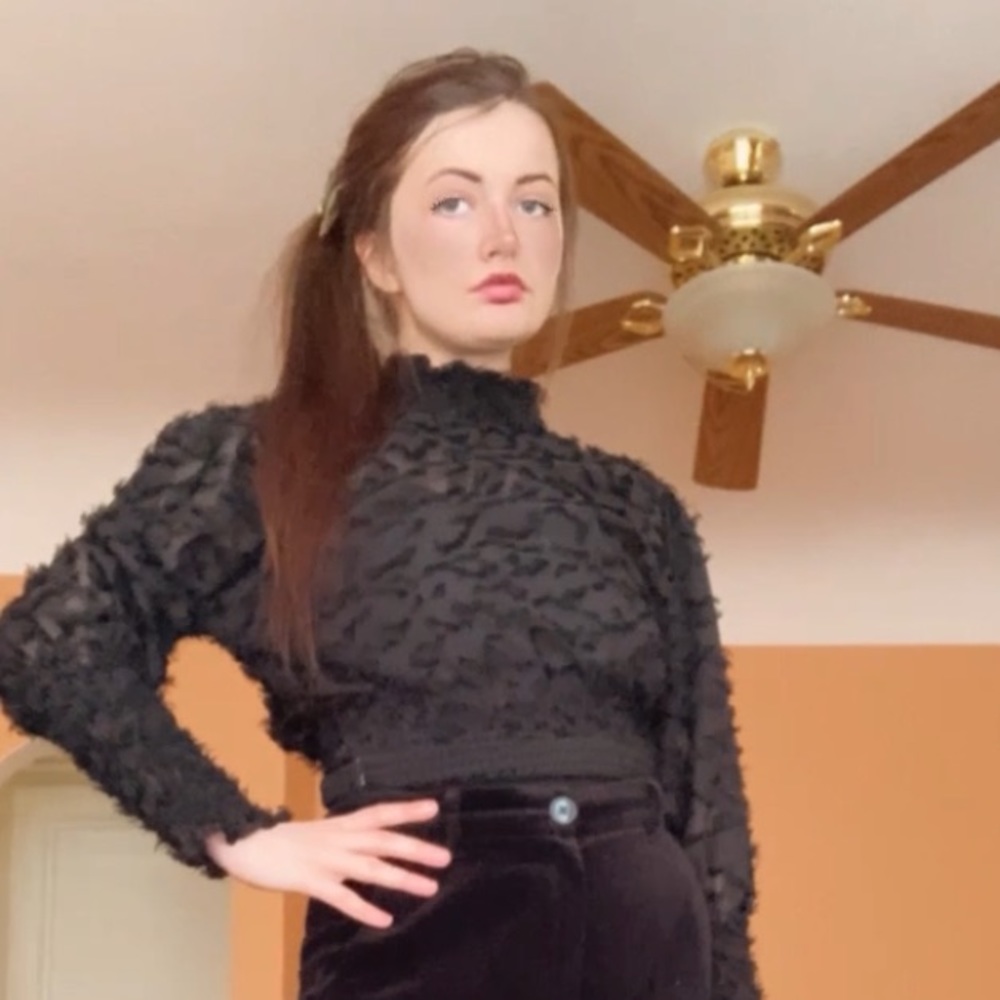 Sheer Black Fuzzy Festival Top